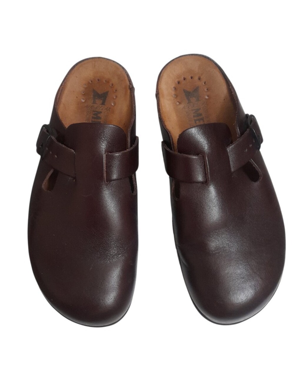 Mephisto Zaverios Brown Leather Slip-On Clog with Adjustable Strap